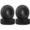 KINGCOO RC, set di 4 cerchioni in metallo RC Beadlock, con pneumatici in gomma, per auto da 1/10 RC Crawler per Axial AX90069 D90 TF2 Tamiya CC01 LC70 LC80 (95 mm, nero)