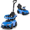 COSTWAY Auto a Spinta per Bambini 3 in 1, Auto Cavalcabile con Funzione Musicale e Vano Portaoggetti, Macchina Primi Passi con Limitazione dello Sterzo di 20° per Bambini 1,5-5 Anni (Blu)