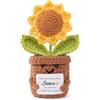 Aruigu Fiore di Girasole all'Uncinetto Regalo per Sorella - Vaso di Fiori in Peluche Fatto a Mano con Messaggio Collegati dal Cuore, Regalo per Sorella a Lunga Distanza, Carino Regalo di Compleanno