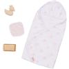 LullaBaby - Accessori per bambole da 36 cm - Asciugamano da bagno con cappuccio con motivo a stelle rosa - Giocattolo da bagno e Duckie rosa - Giocattolo per bambini da 2 anni in su