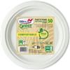 DOPLA Piatto piano monouso - rotondo - diametro 22 cm - cellulosa - bianco - Dopla Green - conf. 50 pezzi (unità vendita 1 pz.)
