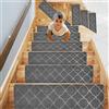 Weigudoc Tappetini per Scale Antiscivolo 76x20cm, Tappetini di Sicurezza Autoadesivo, 15 pezzi Pavimento Staircase tappeti per Bambini Anziani e Animali Domestici, grigio (Stile 1)