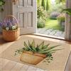 Generic Zerbino con piante di aloe vera, motivo botanico verde, per tutte le stagioni, decorazione rustica, tappeto per interni ed esterni, antiscivolo, assorbente, facile da pulire, 73 x 43 cm