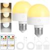 Psatfito Lampadina ricaricabile con timer e telecomando, lampadine a batteria dimmerabili con base magnetica, lampadina LED di ricarica E27/E26, lampade non cablate con 3 temperature di colore, 2 Pezzis