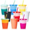 GOMETY 10 bicchieri con coperchio e cannuccia, 16 oz colorati, in plastica, riutilizzabili e grandi, per bambini, adulti, caffè, frullati (10 colori)