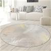 Teppich-Traum Tappeto moderno Design per il Soggiorno Rami di Palma | easy care | grigio oro, 200 cm rund