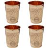 Fashnkart Bicchieri in rame puro Set di 4 bicchieri per acqua potabile Ayurveda Health Pure Tumblers Tazze in rame 10,14 Oz 300 Ml (in rilievo)
