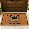 Generic Divertente zerbino con carlino, tappetino di benvenuto per interni ed esterni, decorazione con animali, in gomma, antiscivolo, impermeabile, antipolvere, facile da pulire, 73 x 43 cm