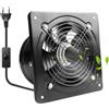 LEKEFETO - Ventilatore di scarico da 150 mm con valvola di ritorno - Potente ventilatore da bagno in acciaio inossidabile, ventilatore a parete 600 m³/h per cucina, bagno, garage, officina - Nero