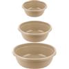 BORNSHINE Set di 3 Bacinelle Rotonde in Plastica senza BPA - Bacinella Bucato 5 L, 7,5 L e 10,5 L - Bacinella Grande e Catino per Bucato - Contenitore Multiuso per Lavaggio, Pulizia e Giardino (marrone)