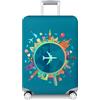 FARYODI Custodia per bagagliaio Luggage Cover 22-28 pollici, copertura bagagli per viaggio Luggage, custodia trolley, Mappamondo azzurro, M-22-24 Zoll, tempo libero