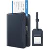 VULKIT Porta Passaporto con Etichetta per Bagaglio Portadocumenti da Viaggio con Protezione RFID per Uomo e Donna, Indaco