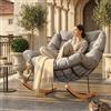 FLEXISPOT Sedia a Dondolo da Giardino, Poltrona Relax Ergonomica con Poggiatesta Imbottito, Struttura in Metallo Robusta, per Balcone, Terrazza e Soggiorno