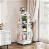 ChromaCasa Libreria Girevole a 3 Livelli, Libreria Girevole 360 Gradi con 1 Cassetto e 4 Rotelle, Scaffale Girevole con Illuminazione a LED, Organizer per Soggiorno Studio Ufficio Libri, Bianco