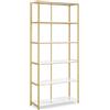 Barberpub libreria dorata, mobile a colonna con 5 ripiani, scaffale in metallo per ufficio, soggiorno, camera, cucina, nail salon, marmo bianco, 30x80x180cm, 5166