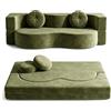 LVRUIEDS Divano Senza Osso, Divano-Letto Convertibile Per Sala, A Due Posti Compresso Spuma Ad Alta Densità, Tela Tessuta Rimuovibile, Nessun Assemblaggio, Con 2 Cuscini(Green,150x100CM)