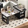 HOXINBLY Tavolo da pranzo telescopico con piano rimovibile, Isola da cucina con ruote e prese multiple, Tavolo da bar allungabile utilizzabile come credenza o tavolo da bar per cucina (Nero)