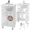 Deftrans Armadietto da bagno con lavabo 80 x 50 x 30 cm, in piedi con cassetto e mobiletto, laccato, elegante set con lavabo in ceramica