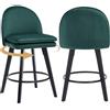 Relbiety Set di 2 Sgabelli da Bar in Velluto Girevoli a 360°, Verde | Gambe in Legno,Sgabelli Cucina Moderni design con schienale,Sgabelli da bancone Portata Massima 150 kg