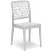 REDÒKASA Sedia in polipropilene TICHE, MADE IN ITALY, impilabile, idrorepellente, resistenza raggi UV, design moderno floreale per sala da pranzo, cucina, bar, ristoranti, esterno (1, Bianco)
