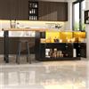 A ALFRESCOOL Tavolo da bar allungabile, tavolo da bar con spazio di archiviazione, isola da cucina, girevole a 360°, con illuminazione a LED, per soggiorno, sala da pranzo, 120-180 x 40 x 75,8 cm