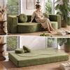 LVRUIEDS Divano Senza Osso, Divano-Letto Convertibile Per Sala, A Due Posti Compresso Spuma Ad Alta Densità, Tela Tessuta Rimuovibile, Nessun Assemblaggio, Con 2 Cuscini(Green,200x100CM)