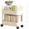Cpaps Carrello Cucina Salvaspazio 2 Livelli Carrello Rotante con Ruote, Scaffale per Libreria Mobile, Carrello Rotante di Utilità Organizzatore Multifunzionale per Cucina, Camera da Letto (Bianco)