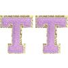 QUARKZMAN 2 Pz Lettere in Panno Chenille 2.2 per Riparare Vestiti Viola | Autoadesive Patch Alfabeto T Patch Ricamate Cucibili Adesivi Lettere Applicazione, Jeans Scarpe Cappello DIY