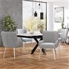 ZKLOEP Set di 2 sedie da pranzo in velluto, lussuose, per soggiorno, camera da letto, con quattro gambe di supporto in metallo argentato, con braccioli e piedini regolabili, supporto lombare, grigio