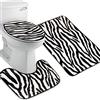 ULTNICE 3 Pz Tappeto Da Toilette Zebrato Tappetino Da Bagno Zebrato Tappetino Doccia Per Bagno Copriwater Zebrato Tappeto Da Bagno a Forma Di u Coperchio Del Water Tappetino Per Tappeti