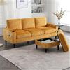 A ALFRESCOOL Elegante divano con sgabello e spazio di archiviazione: 4 posti con comodi braccioli, portabevande, tasche laterali e piedini in plastica resistente, rivestimento in velluto per un