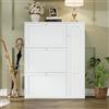 Moimhear Scarpiera bianca, 90 x 25 x 114 cm, con 3 lembi e 1 porta, tagliascarpe sottile, con divisori regolabili per corridoio e ingresso