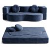 LVRUIEDS Divano Senza Osso, Divano-Letto Convertibile Per Sala, A Due Posti Compresso Spuma Ad Alta Densità, Tela Tessuta Rimuovibile, Nessun Assemblaggio, Con 2 Cuscini(Blu,150x100CM)