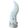 GMM Corno Decorativo in Ceramica, Bianco e Argento, 18 cm, con Cuori in Rilievo (Bianco_Argento)