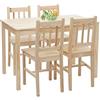 Mendler Set Tavolo con 4X sedie Country Classica Cucina Soggiorno HWC-F77 Legno massello Legno Chiaro