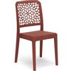 REDÒKASA Sedia in polipropilene TICHE, MADE IN ITALY, impilabile, idrorepellente, resistenza raggi UV, design moderno floreale per sala da pranzo, cucina, bar, ristoranti, esterno (1, Rosso Mattone)