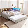 Soweiz Divano letto 140 x 200 cm, letto estraibile 90 x 190 cm, con presa USB e molti scomparti, letto imbottito, divano letto multifunzione, per ragazzi e ragazze, stabile e durevole (grigio chiaro)