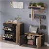 ZKLOEP Set di guardaroba, armadio, comò, specchio, 2 scarpiere, senza decorazione, pannello guardaroba con specchio, cappelliera e 4 ganci, scarpiera con panche, ingresso con parete divisoria per lo