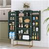 HOLTICO Armadio da Cucina con Venature Legno, Ripiani Regolabili e Gambe in Metallo, Mobile Elegante per Sala da Pranzo, Soggiorno e Garage, Verde Salvia