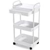 Zaxiva Carrello con Ruote Portatutto Cucina con Cassetto, Carrello Portaoggetti Multifunzionale con Maniglia, Gancio, Ruote Bloccabili, Carrellino per auto di Facile Montaggio per Bagno, Bianco