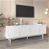 TIZZ Mobile TV bianco moderno - 175 x 38 x 56 cm, ripiani regolabili - Mobili TV a basso bordo leggero in stile lusso