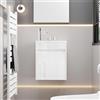 UEV Mobile Bagno con Lavabo in Resina, 41CM Mobili Bagno Salvaspazio Sospeso, Rubinetto Cromato a Risparmio Idrico e Scarico Pop Up, Piccolo, Bianca