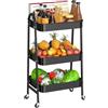Homshsjhkis Carrello Cucina, Carrellino con Ruote Portatutto a 3 Livelli, Porta Detersivi Salvaspazio con 2 Freni Manici, Carrello Mobile, Struttura in Metallo, Facile Montaggio per Soggiorno, Nero