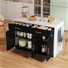 HMHKHN Tavolo da bar, credenza, isola da cucina, con prese, porte USB, cavo di alimentazione lungo 1,5 m, ripiani regolabili, maniglie in metallo, portasciugamani e area bar, 120 x 60 x 91 cm (nero)