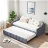 LKPOMI Divano letto 90 x 200 cm con letto estraibile, telaio per divano letto a 2 posti con rete a doghe, divano convertibile estensibile per adolescenti adulti, velluto, senza materasso (grigio 3)