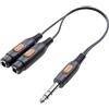 Speaka Professional SP-7869836 - Adattatore audio a Y con jack da 6,35 mm, 2 prese jack da 6,35 mm, colore: Nero
