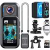 BOBLOV Mini fotocamera impermeabile da 64 GB indossabile con touch screen, 7 ore di registrazione con dock di ricarica, clip magnetiche, custodia impermeabile fino a 10 m, per vlogging, uso quotidiano