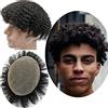 Yanahair Afro Toupee Protesi Capelli Uomo per Uomini Parrucchini Parrucca Capelli Veri Uomo Parrucche 100% Brasiliano Capelli Umani Veri Pieno Francese Pizzo Toupet (8x10,#1 Nero Profondo,8mm curl)