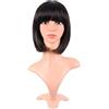 MapofBeauty 12 Pollic/30 cm Corto Lisci Flat Frange Bob Heat Resistente Sintetico Parrucche (Nero Misto Marrone)