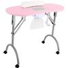 Pinuox Tavolo per manicure con aspirazione, tavolo per manicure pieghevole, tavolo per manicure pieghevole, tavolo per manicure portatile con ruote (rosa)